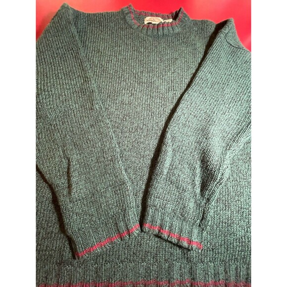 Vtg Eddie Bauer Legends Wool Sweater Men’s M  Pine Green Red Trim Hong Kong Warm - Picture 5 of 15